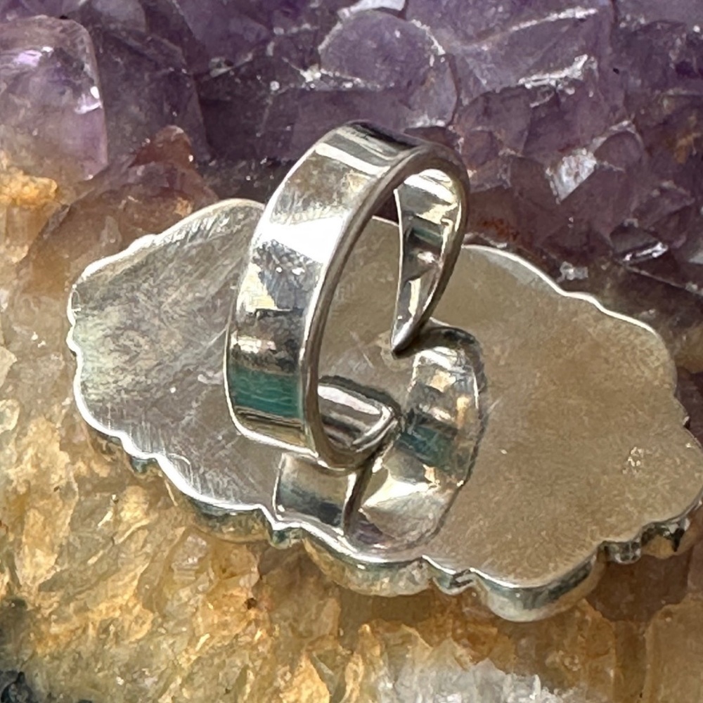 Larimar Sterling Silver Statement Adjustable Ring - image 5